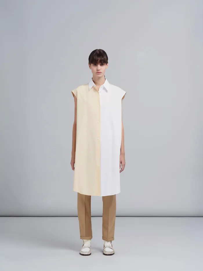 Marni Twotone Bio Poplin Top Lily White Womens Tops and Shirts Marni Twotone Bio Poplin Top Lily White Womens Tops and Shirts