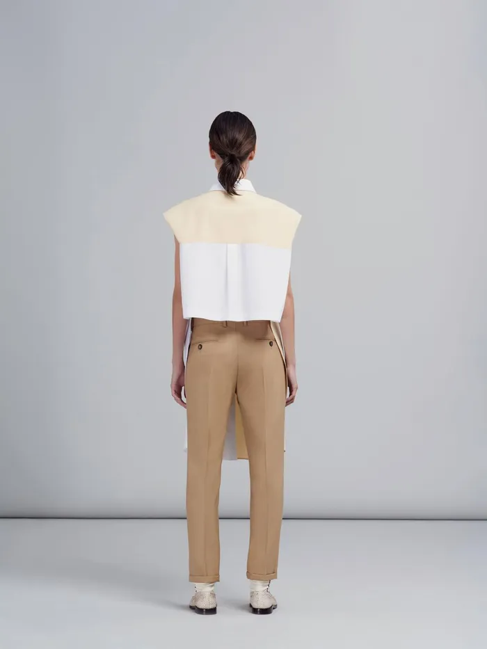 Marni Twotone Bio Poplin Top Lily White Womens Tops and Shirts Marni Twotone Bio Poplin Top Lily White Womens Tops and Shirts