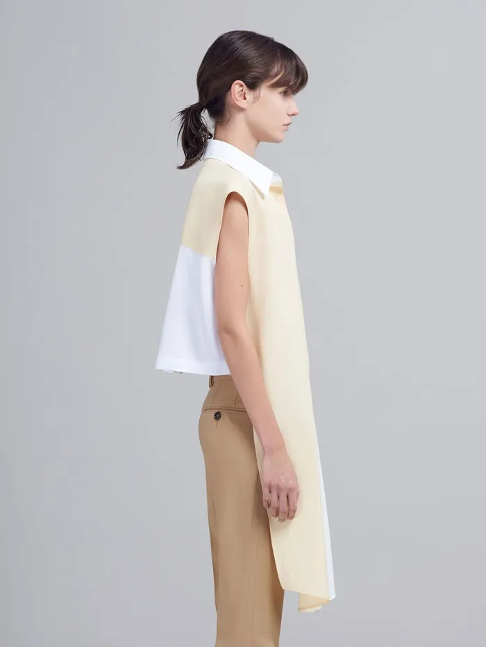Marni Twotone Bio Poplin Top Lily White Womens Tops and Shirts Marni Twotone Bio Poplin Top Lily White Womens Tops and Shirts