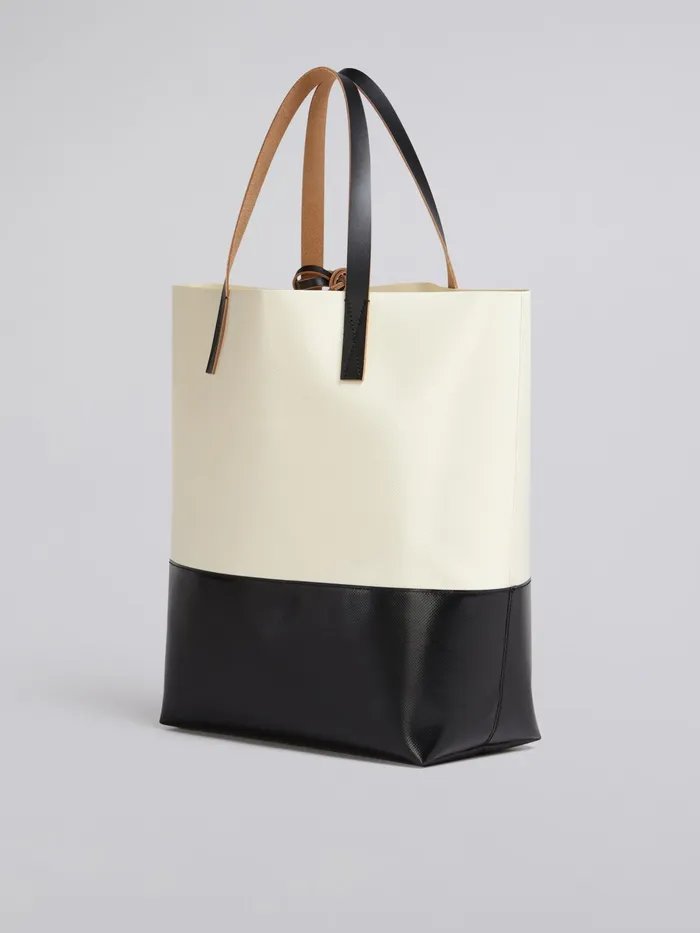 Marni White And Black Tribeca Shopping Bag Silk White Mens Shoulder Bags Marni White And Black Tribeca Shopping Bag Silk White Mens Shoulder Bags