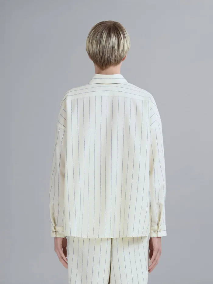 Marni White Pinstriped Fresco Wool Shirt Ivory Mens Shirts Marni White Pinstriped Fresco Wool Shirt Ivory Mens Shirts