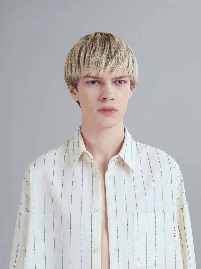 Marni White Pinstriped Fresco Wool Shirt Ivory Mens Shirts Marni White Pinstriped Fresco Wool Shirt Ivory Mens Shirts