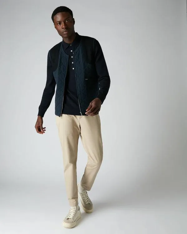 Men 007 Diamond Padded Cashmere WaistcoatIn Lava Blue Lava Blue NPeal Half and Full Zip Knitwear