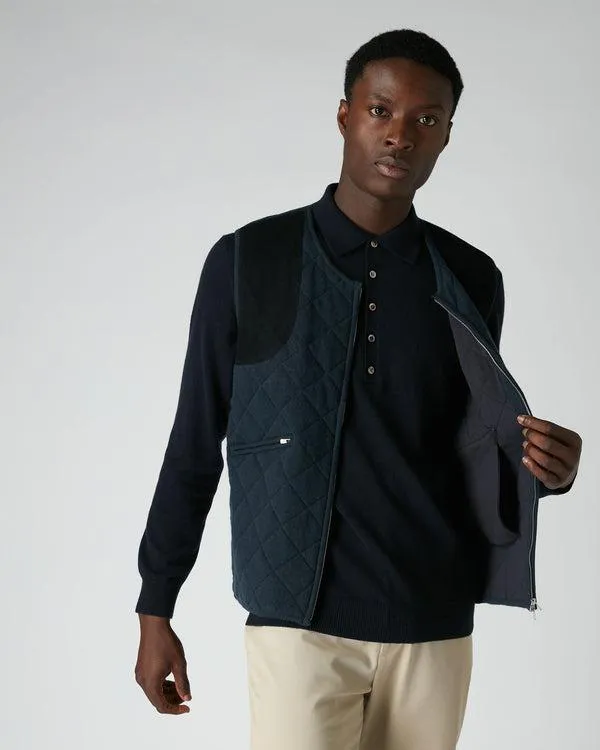 Men 007 Diamond Padded Cashmere WaistcoatIn Lava Blue Lava Blue NPeal Half and Full Zip Knitwear
