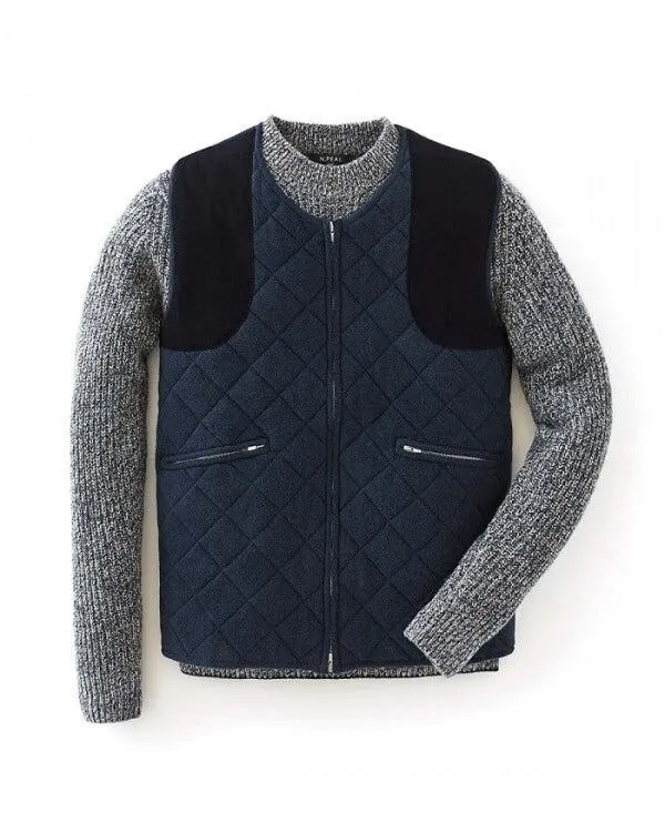 Men 007 Diamond Padded Cashmere WaistcoatIn Lava Blue Lava Blue NPeal Half and Full Zip Knitwear