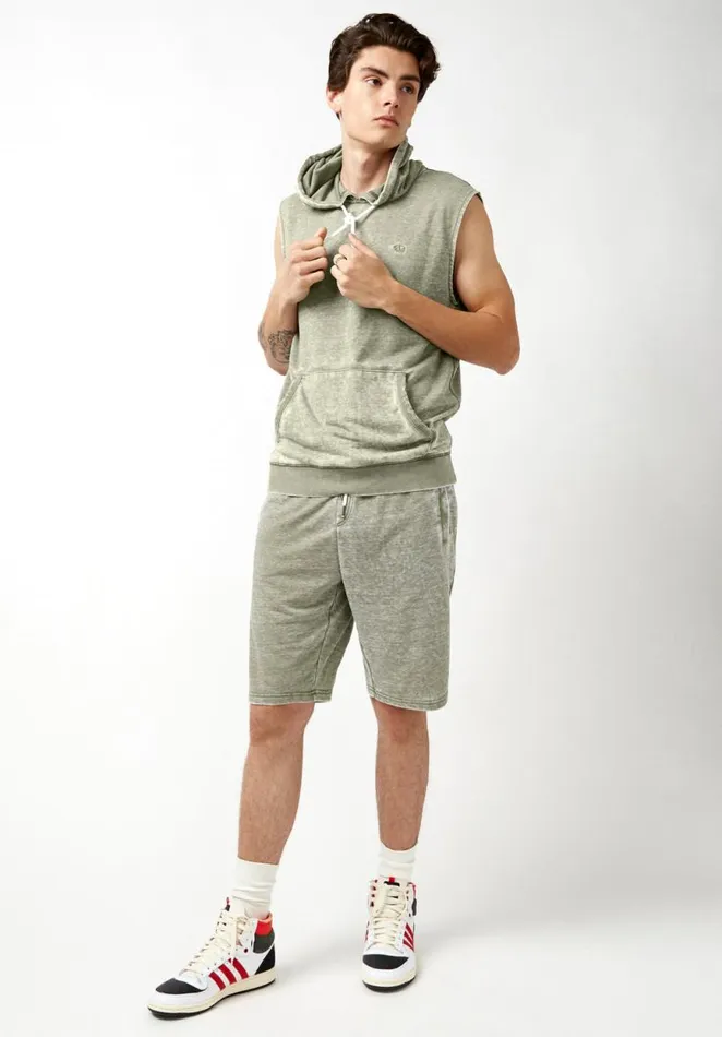 Men Baran Burnout Light Army Green Sweatshorts Army Green Buffalo David Bitton Shorts