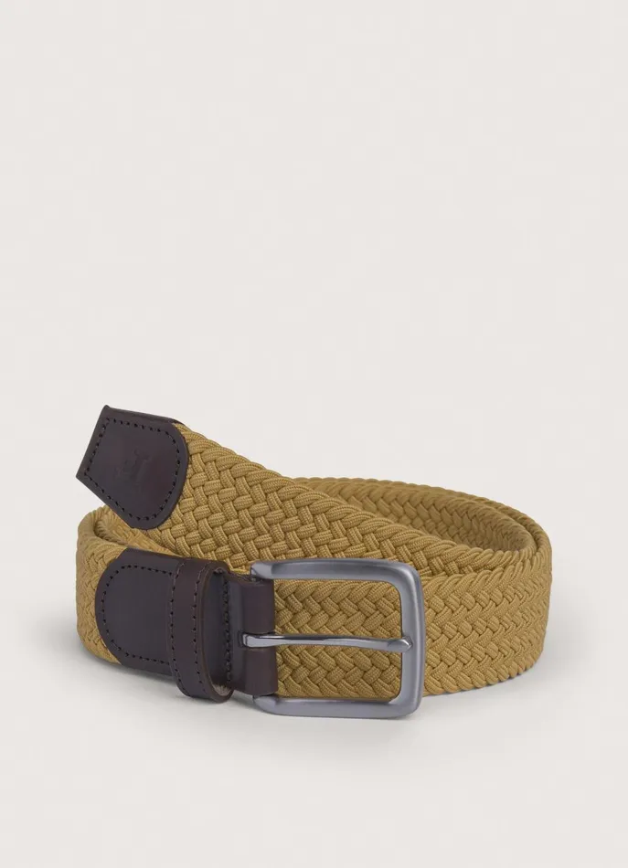 Men Belts Faonnable Braided Belt With Leather Details Tobacco Brown