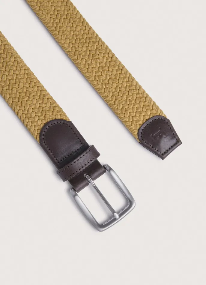 Men Belts Faonnable Braided Belt With Leather Details Tobacco Brown