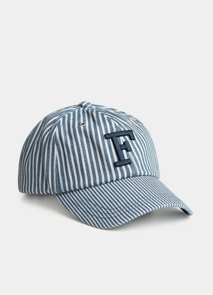 Men Caps Faonnable Embroidered Striped Cap Marine Blue