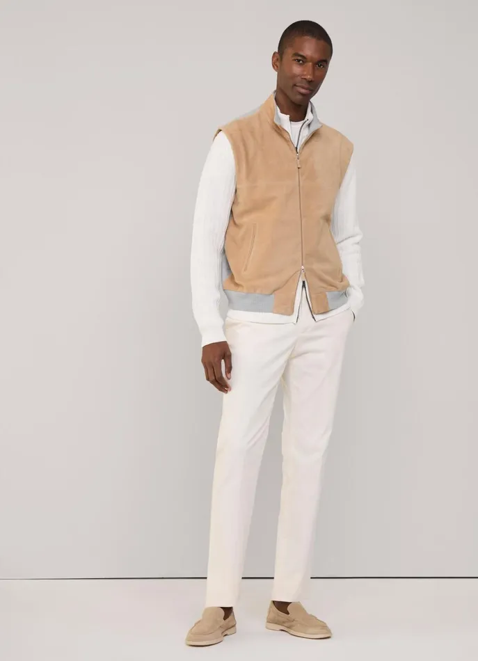 Men Coats and Jackets Faonnable Suede Hybrid Gilet Light Beige