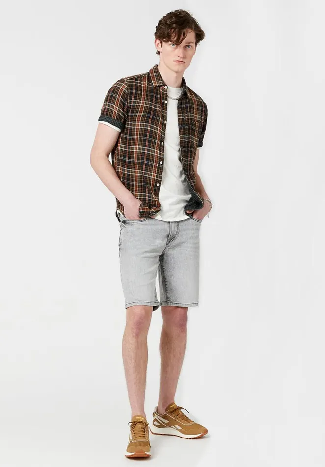 Men DoubleFaced Sumo Plaid Slim Fit Shirt Brown Plaid Teracotta Buffalo David Bitton Shirts