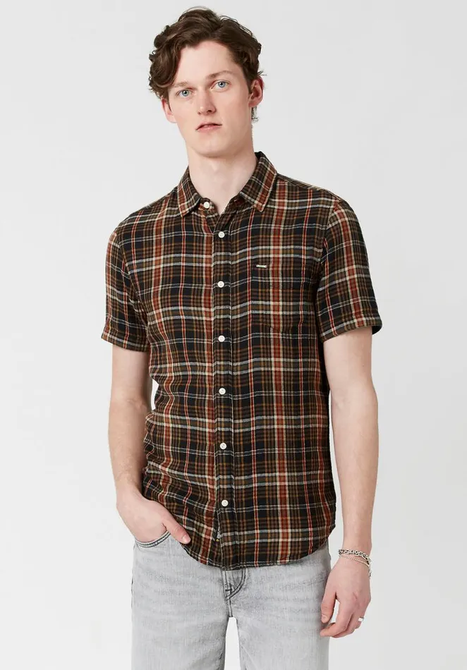 Men DoubleFaced Sumo Plaid Slim Fit Shirt Brown Plaid Teracotta Buffalo David Bitton Shirts