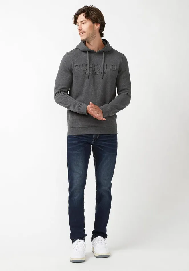 Men Fadol Heather Charcoal Men039s Fleece Hoodie Heather Charcoal Buffalo David Bitton Sweatshirts and Hoodies