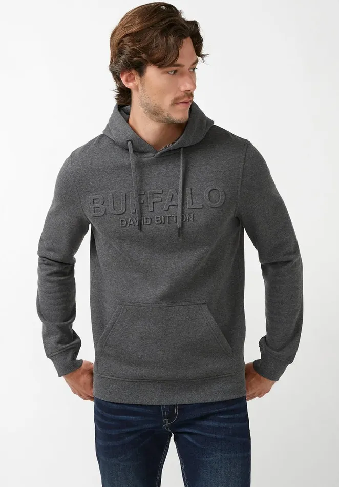 Men Fadol Heather Charcoal Men039s Fleece Hoodie Heather Charcoal Buffalo David Bitton Sweatshirts and Hoodies
