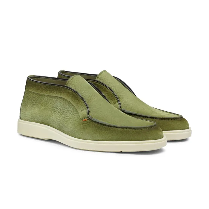 Men Green Nubuck Desert Boot Santoni Boots