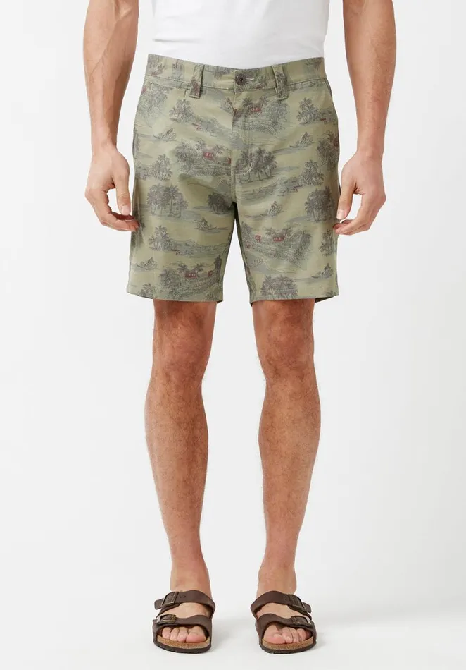 Men Hanuz Grey Scale Printed Shorts Army Green Buffalo David Bitton Shorts