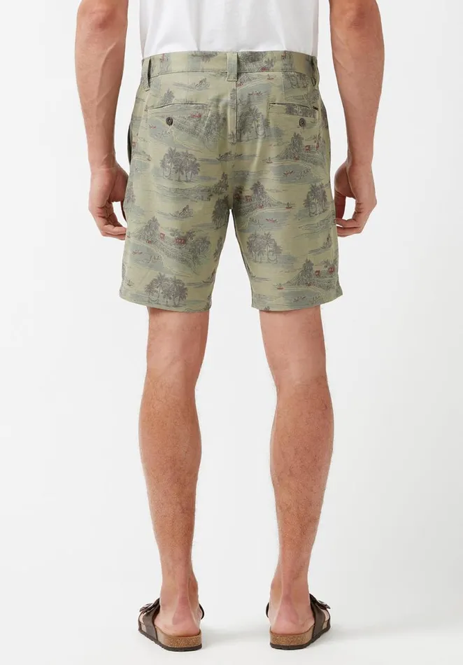 Men Hanuz Grey Scale Printed Shorts Army Green Buffalo David Bitton Shorts