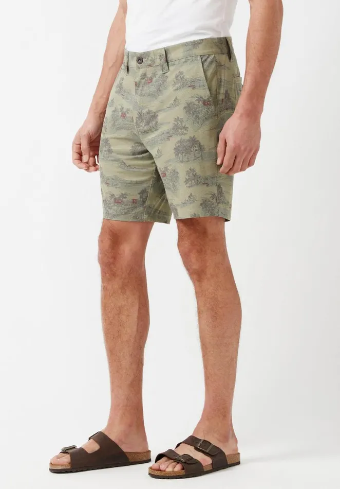 Men Hanuz Grey Scale Printed Shorts Army Green Buffalo David Bitton Shorts