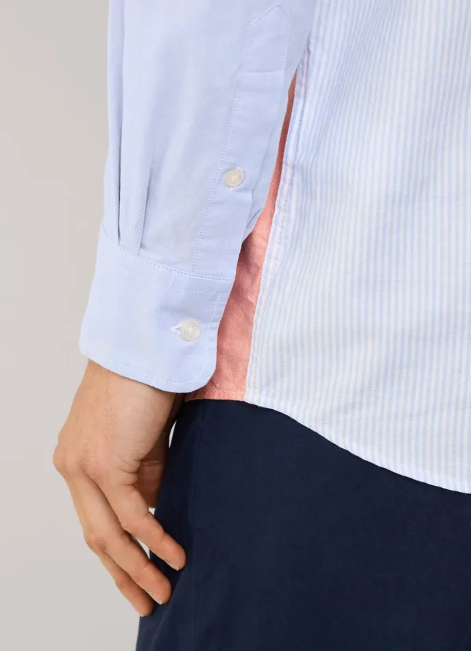 Men Iconic Shirts Faonnable Regular Fit Colour Block Oxford Shirt Horizon Blue