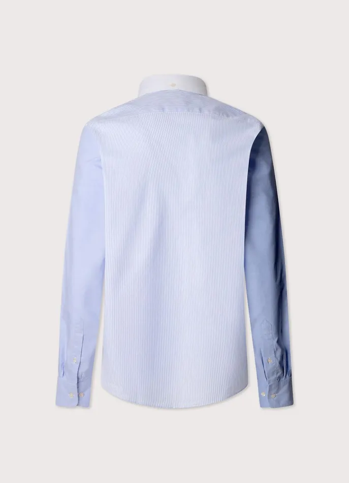 Men Iconic Shirts Faonnable Regular Fit Colour Block Oxford Shirt Horizon Blue