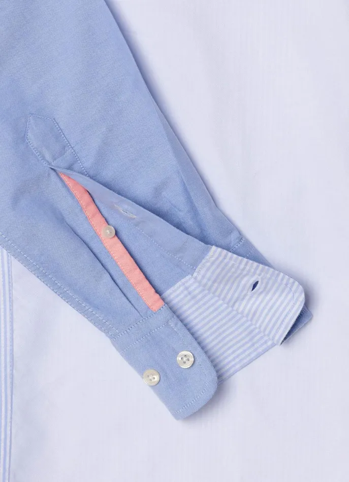 Men Iconic Shirts Faonnable Regular Fit Colour Block Oxford Shirt Horizon Blue