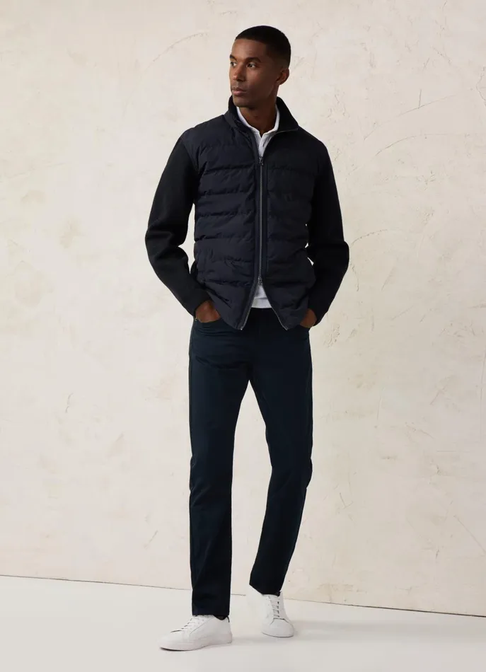Men Iconique Capsule Faonnable Classic Fit Gabardine Trousers Marine Blue