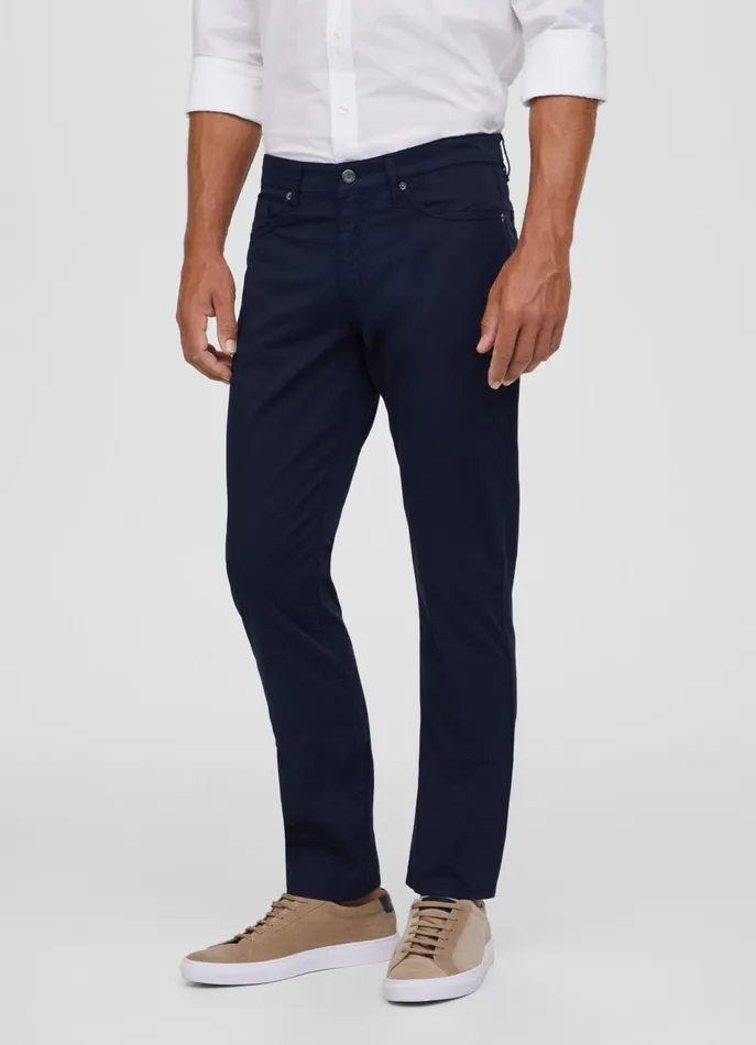 Men Iconique Capsule Faonnable Classic Fit Gabardine Trousers Marine Blue