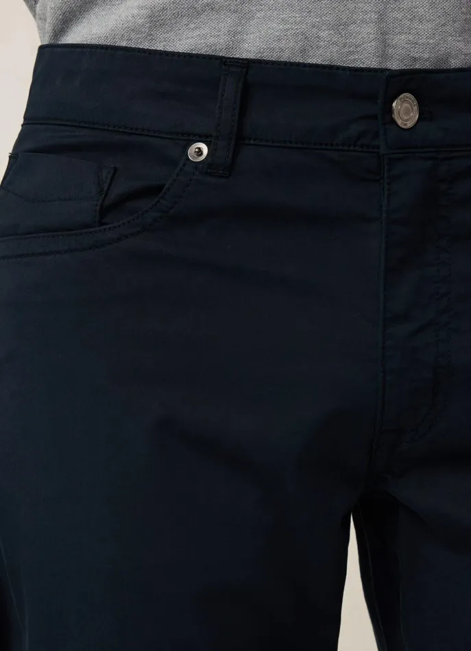 Men Iconique Capsule Faonnable Classic Fit Gabardine Trousers Marine Blue