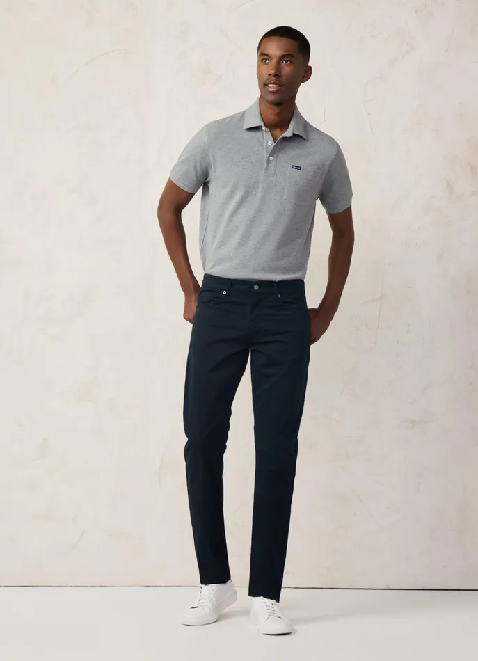 Men Iconique Capsule Faonnable Classic Fit Gabardine Trousers Marine Blue