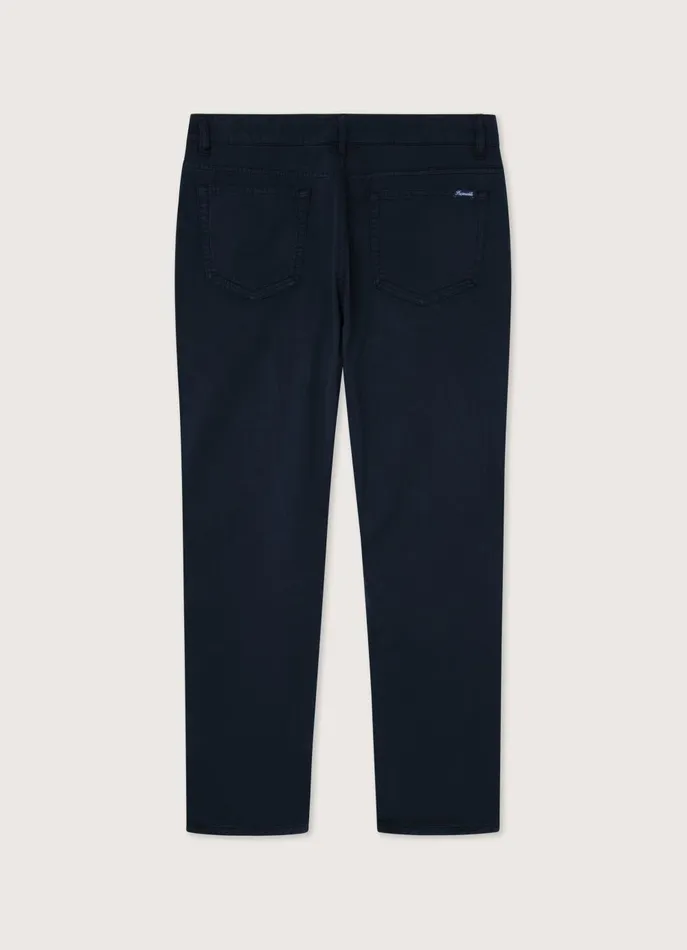 Men Iconique Capsule Faonnable Classic Fit Gabardine Trousers Marine Blue