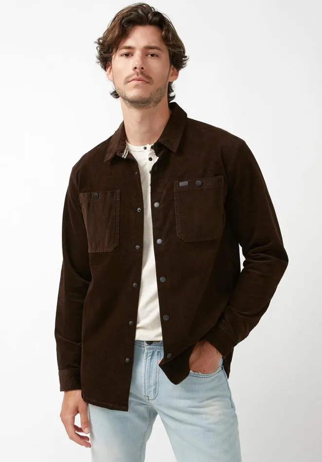 Men Jafar Chocolate Men039s Shirt Jacket Chocolate Buffalo David Bitton Jackets