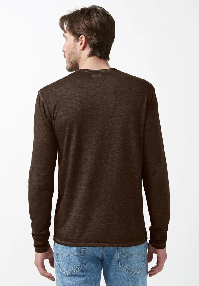 Men Kaduk Brown LongSleeve Mens Top Chocolate Buffalo David Bitton Tops and Tees