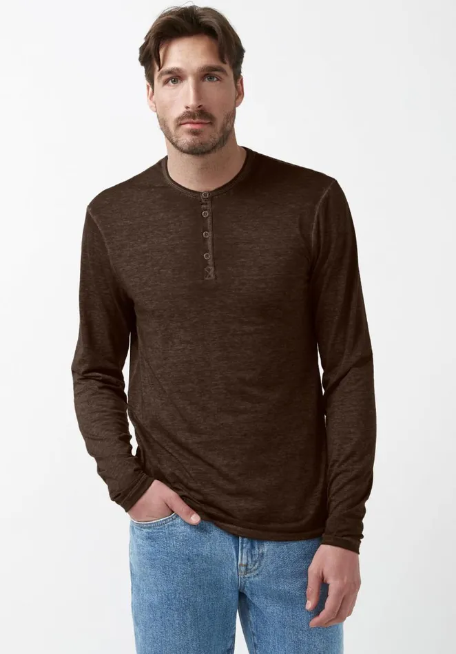 Men Kaduk Brown LongSleeve Mens Top Chocolate Buffalo David Bitton Tops and Tees