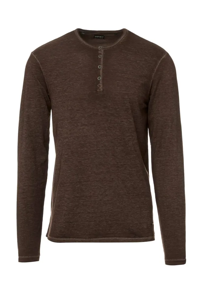 Men Kaduk Brown LongSleeve Mens Top Chocolate Buffalo David Bitton Tops and Tees