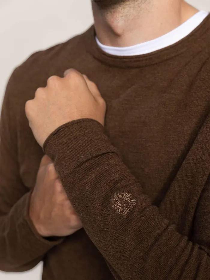 Men Knits MOS MOSH MMGKasey Flame Knit Brown Latte Melange