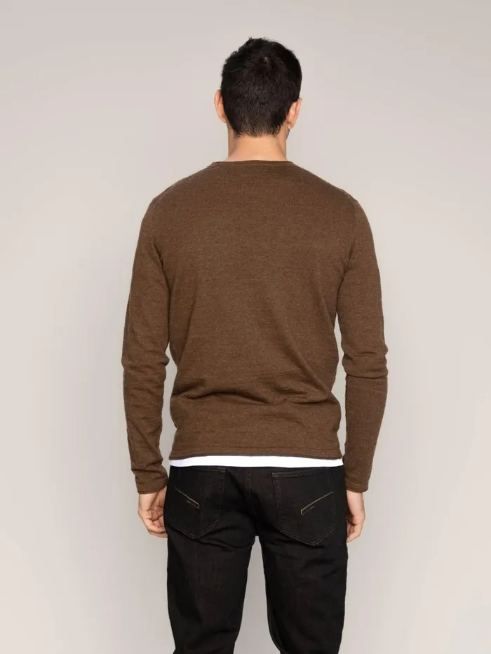 Men Knits MOS MOSH MMGKasey Flame Knit Brown Latte Melange