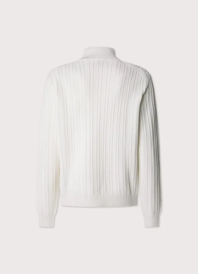 Men Knitwear Faonnable Full Zip Pointelle Cardigan Off White