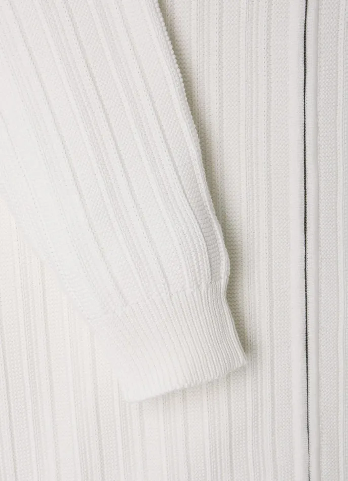 Men Knitwear Faonnable Full Zip Pointelle Cardigan Off White
