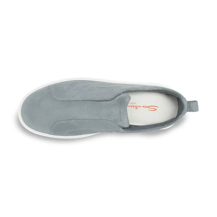 Men Light Blue Suede SlipOn Sneaker Santoni Sneakers