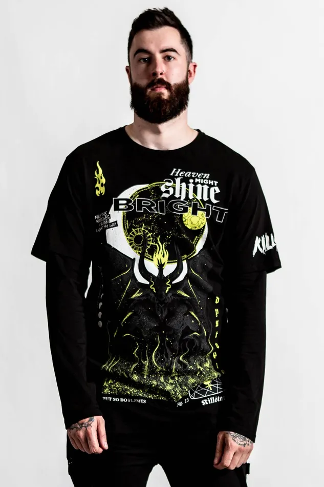 Men Long Sleeves Killstar Shine Bright 2Layer Top