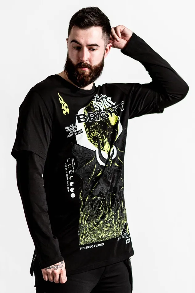 Men Long Sleeves Killstar Shine Bright 2Layer Top