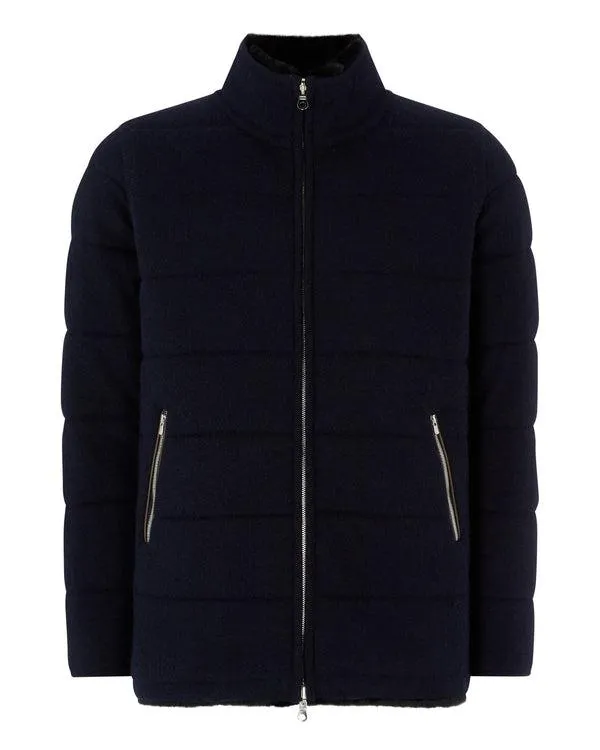 Men Men039s Fur Lined Quilted JacketIn Navy Blue Navy Blue NPeal Coats and Jackets