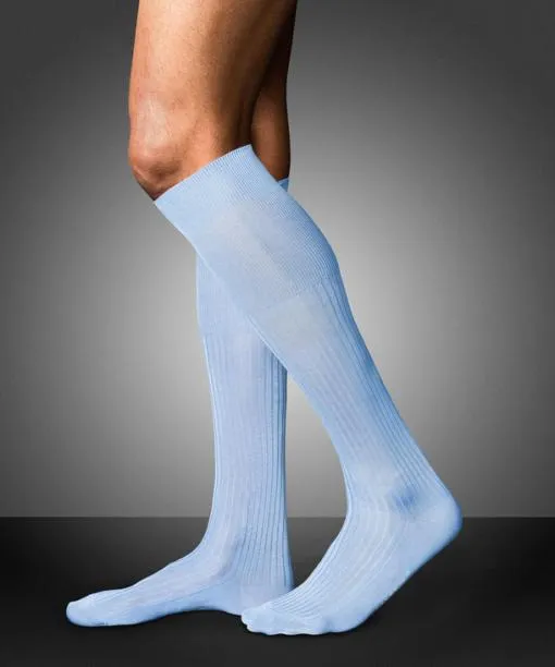 Men No 10 Pure Fil Dcosse Men Kneehigh Socks Bleue FALKE Knee High Socks