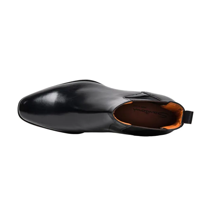Men Polished Black Leather Chelsea Boot Santoni Boots