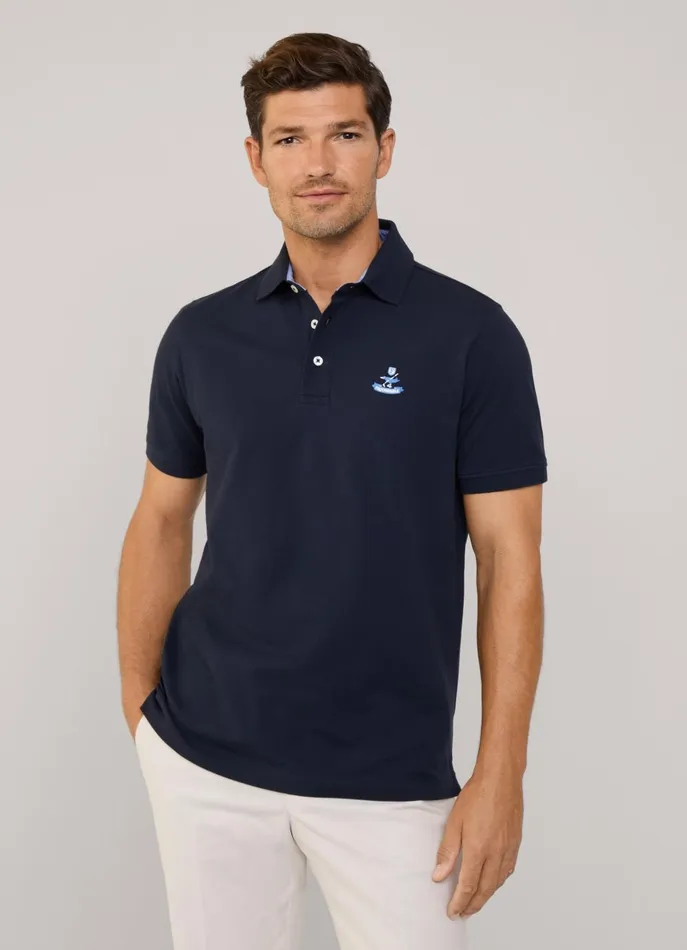 Men Polo Shirts Faonnable Regular Fit Pima Polo Marine Blue