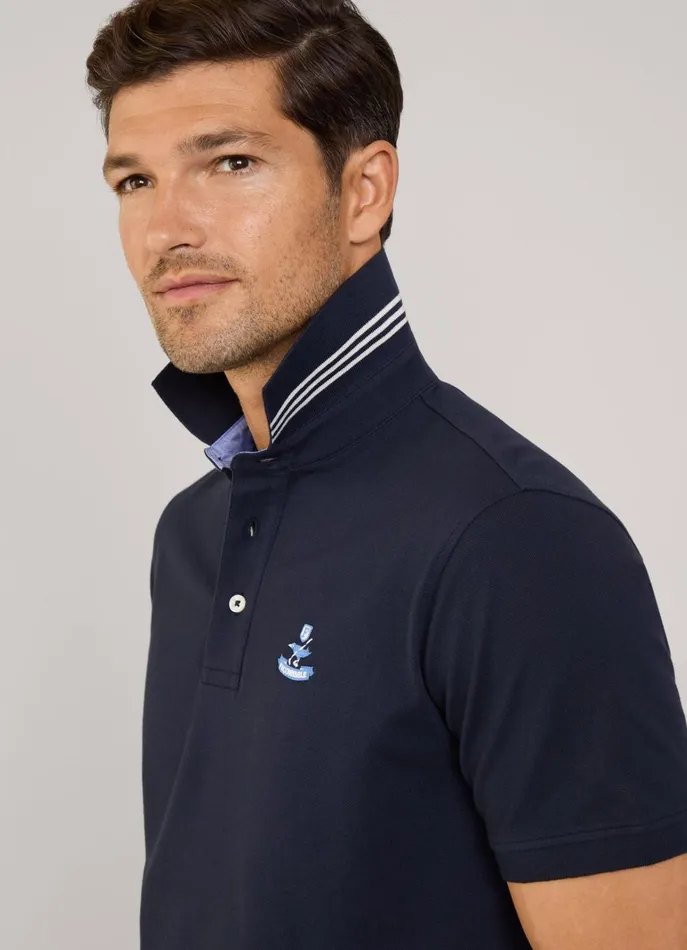 Men Polo Shirts Faonnable Regular Fit Pima Polo Marine Blue