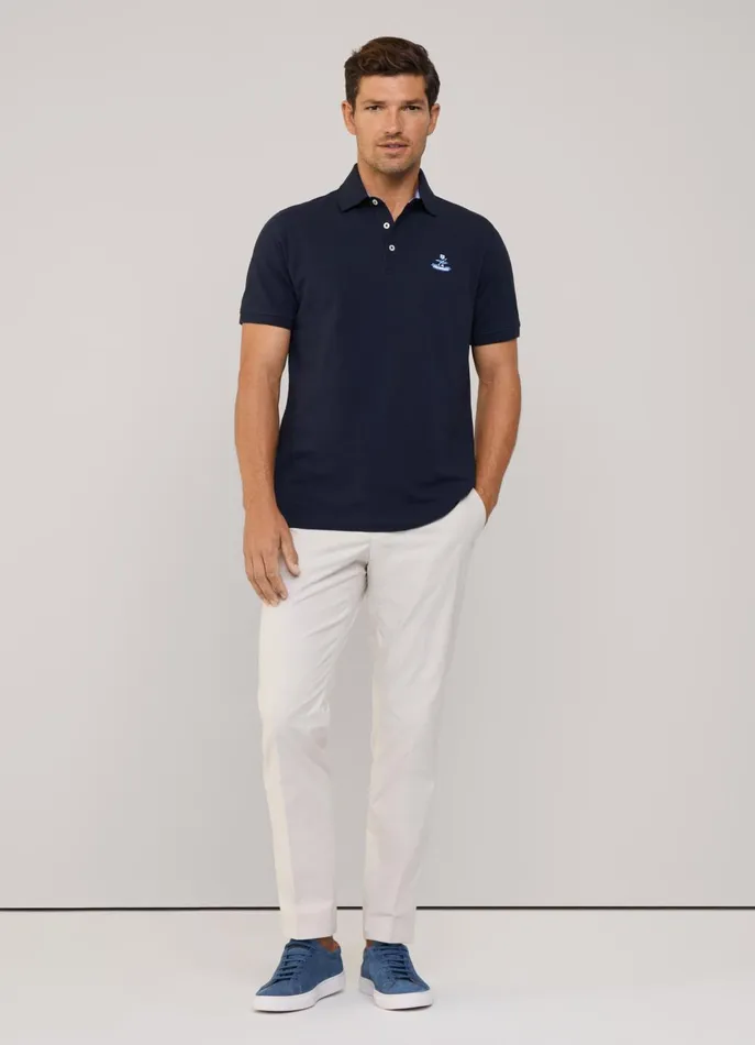 Men Polo Shirts Faonnable Regular Fit Pima Polo Marine Blue