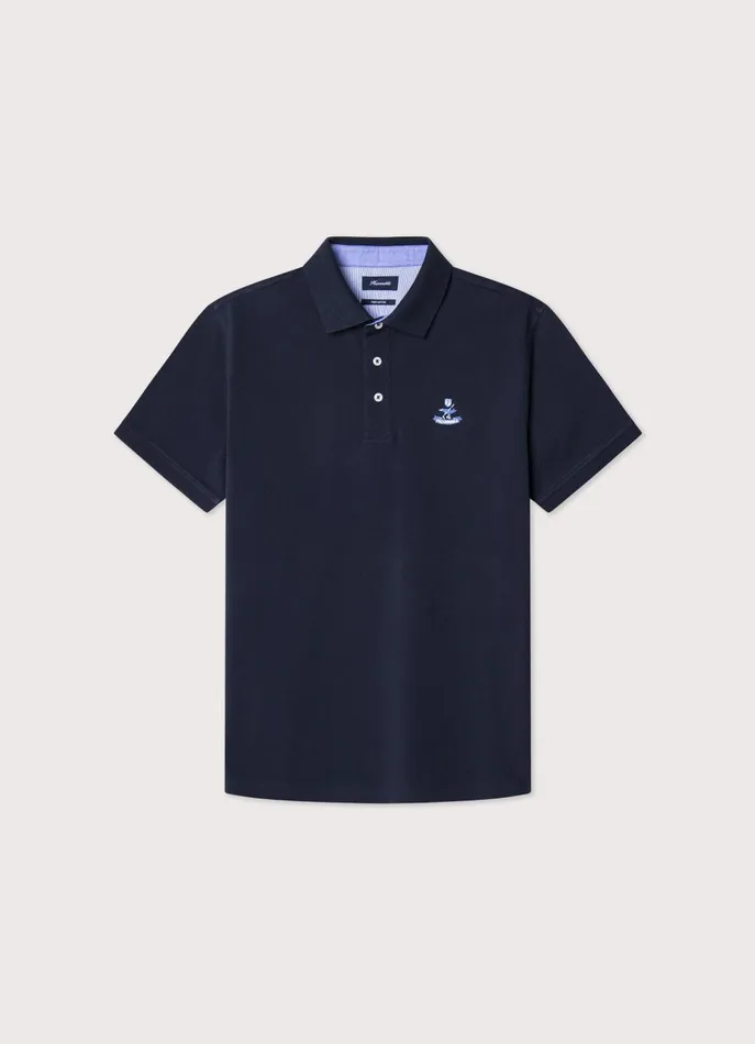 Men Polo Shirts Faonnable Regular Fit Pima Polo Marine Blue