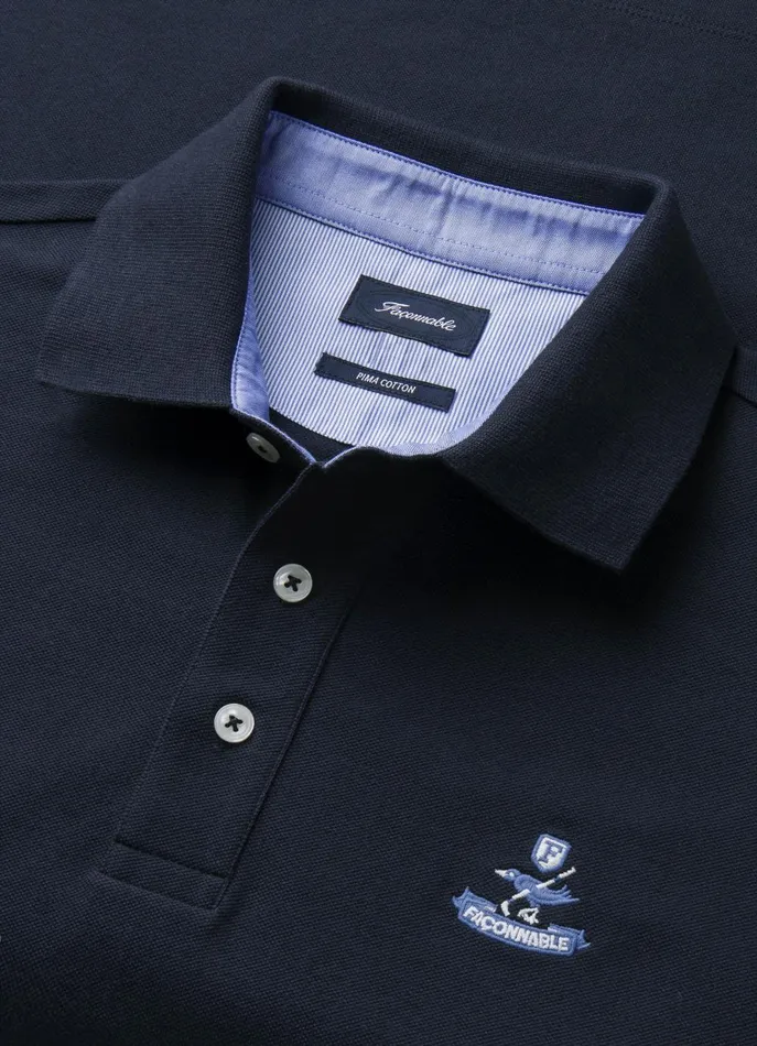 Men Polo Shirts Faonnable Regular Fit Pima Polo Marine Blue