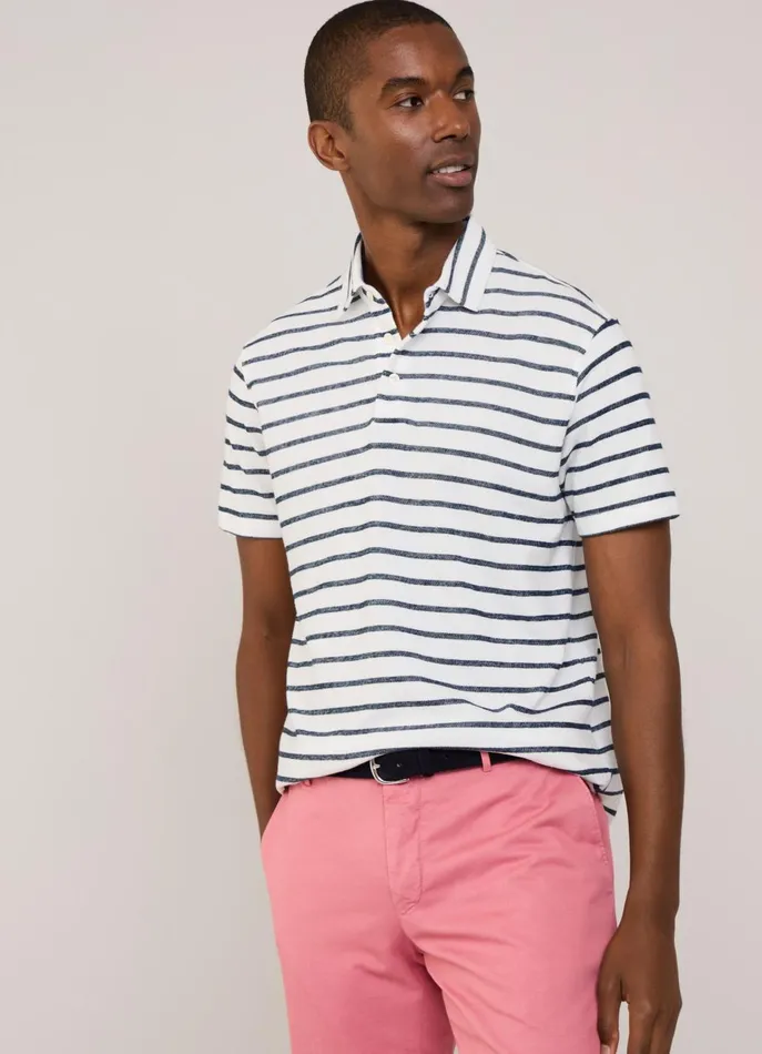 Men Polo Shirts Faonnable Regular Fit Striped Polo White
